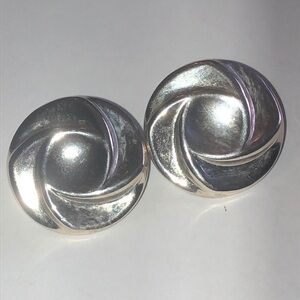 Elegant Vintage Silver Tone Swirl Round Retro Boho Earrings
